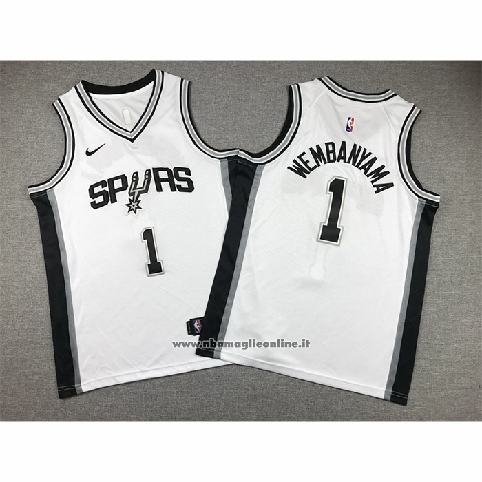 Maglia Bambino San Antonio Spurs Victor Wembanyama #1 Association 2022-23 Bianco